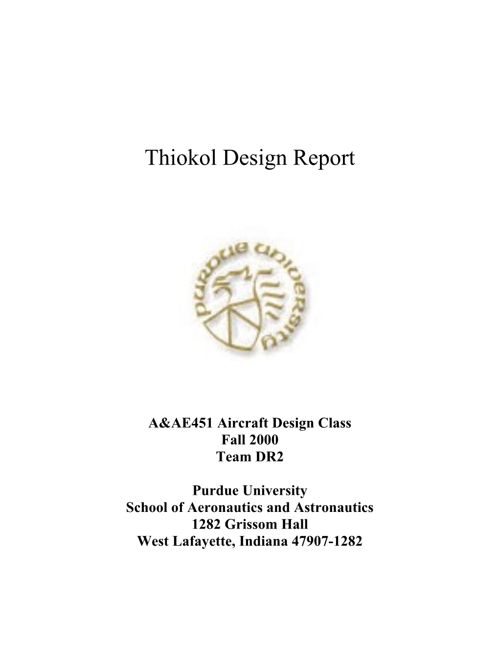 Thiokol Design Report