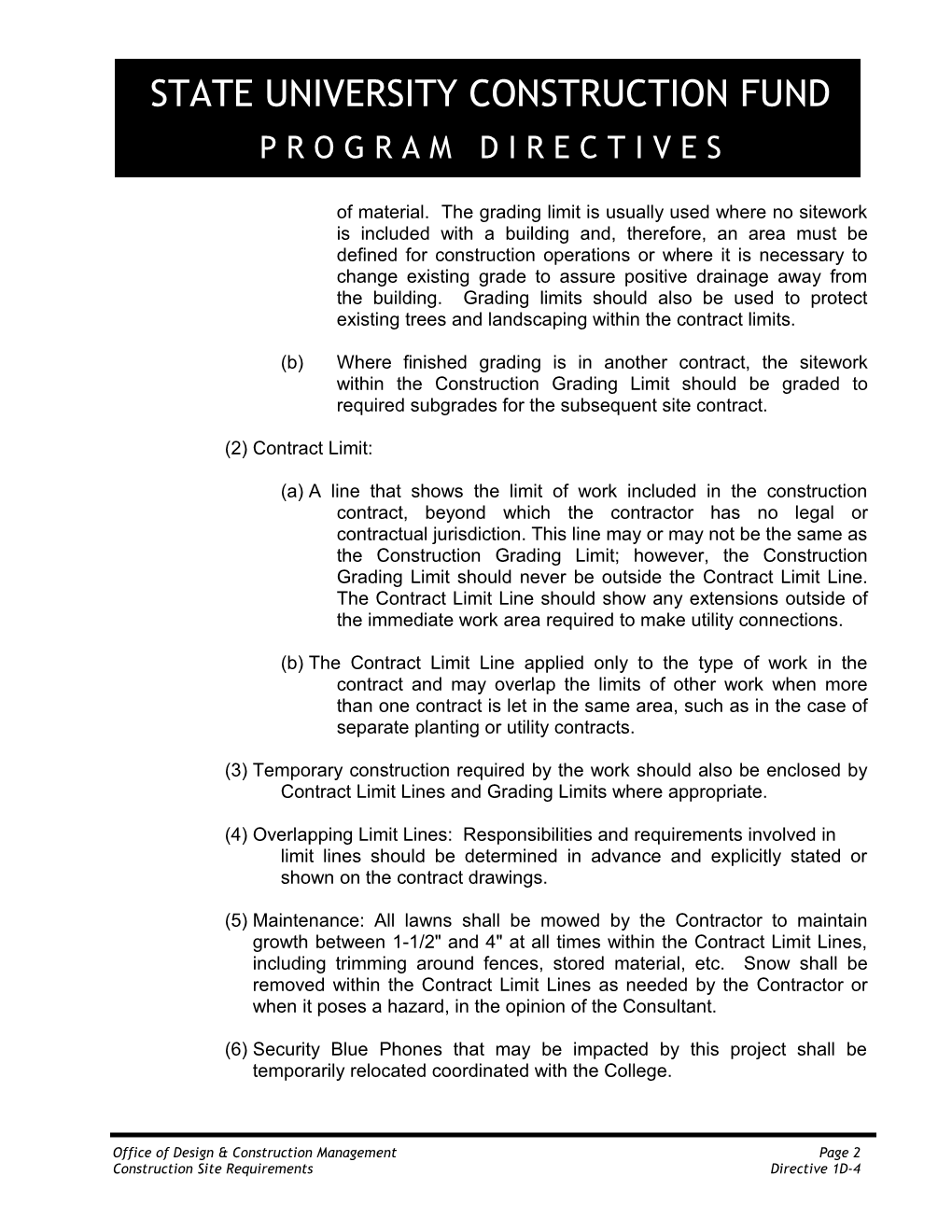 Directive 1D-4 Construction Site Requirements