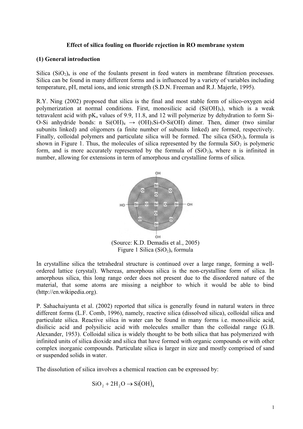 Silica Fouling in RO Membrane System