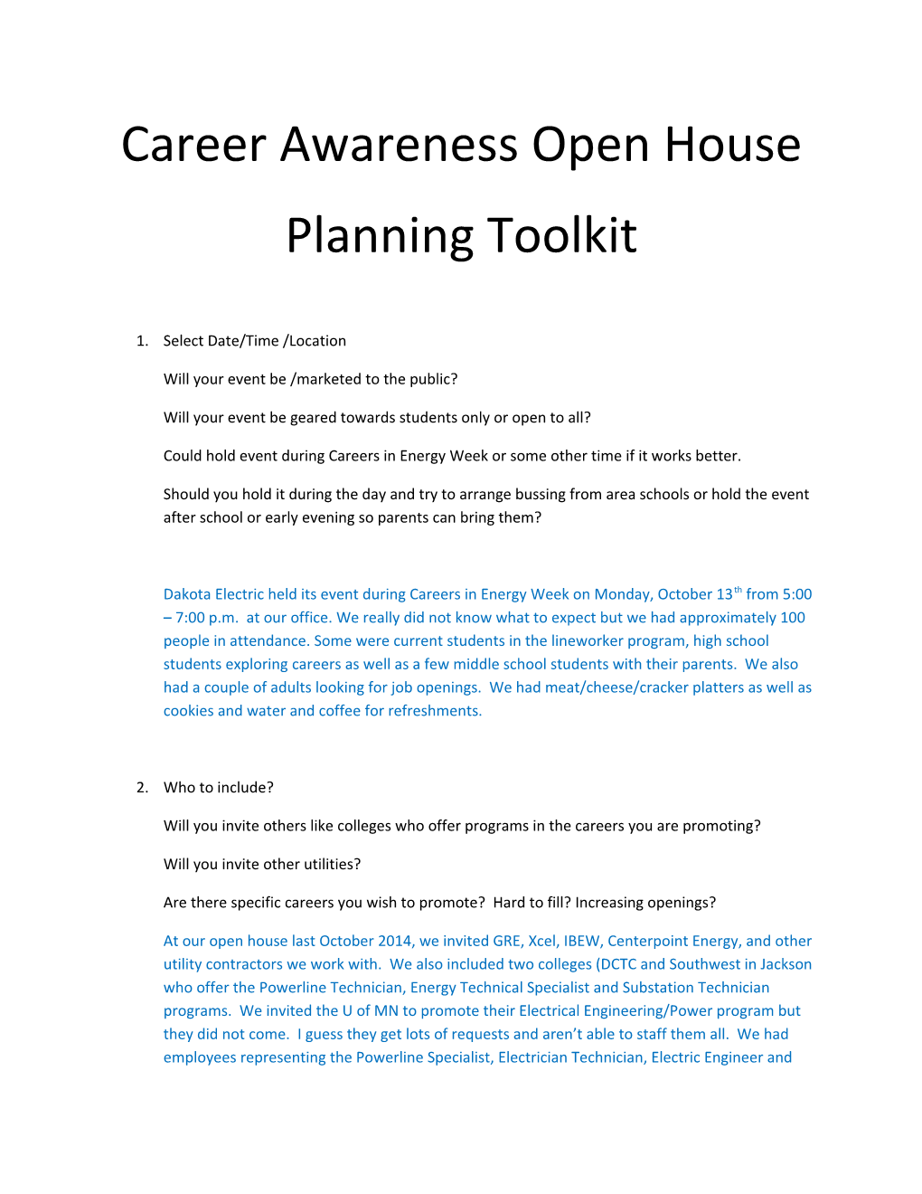 Career Awareness Open House