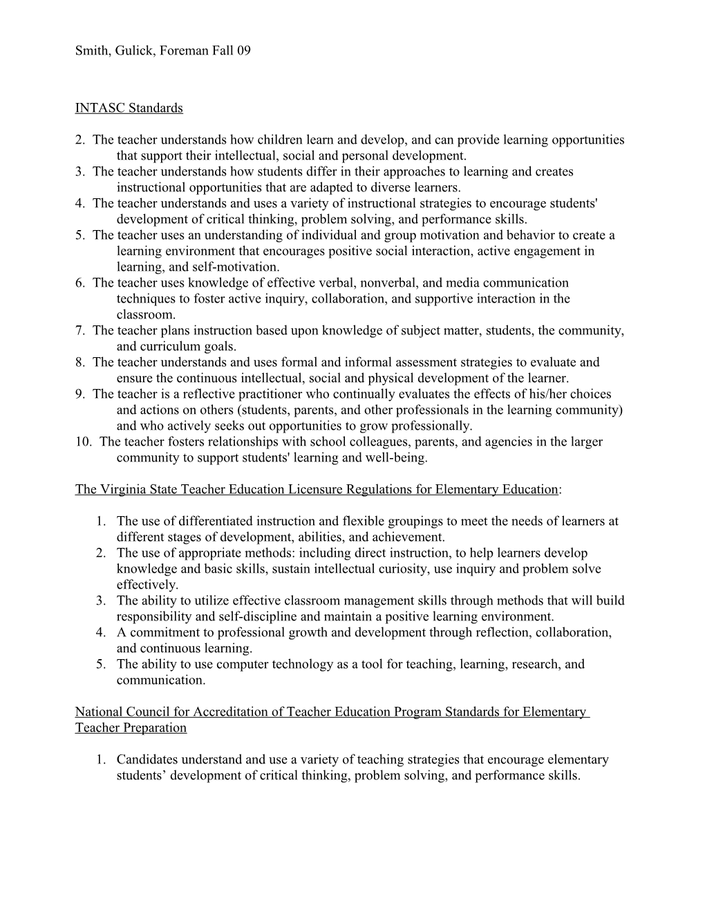 Ideas for and Thoughts on Curriculum I: EDUC 544