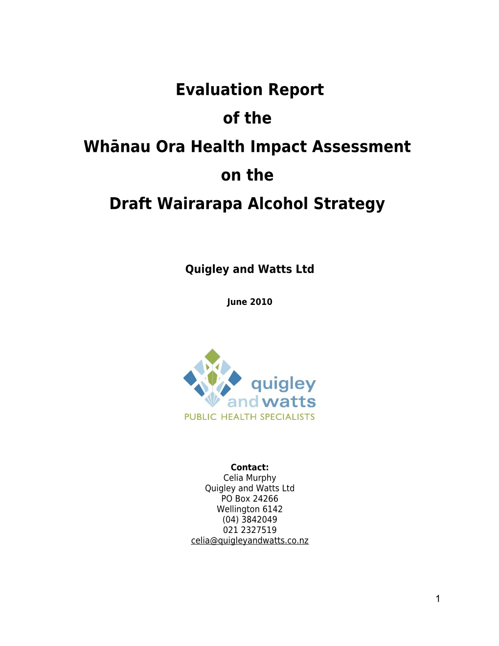 Whānau Ora Health Impact Assessment