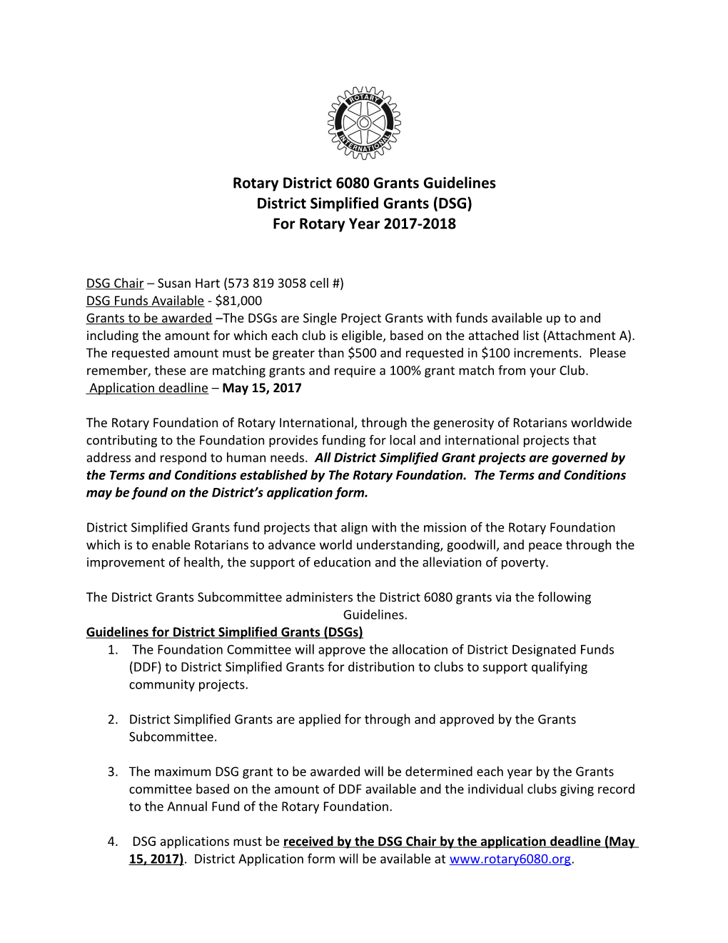 Rotary District 6080 Grants Guidelines