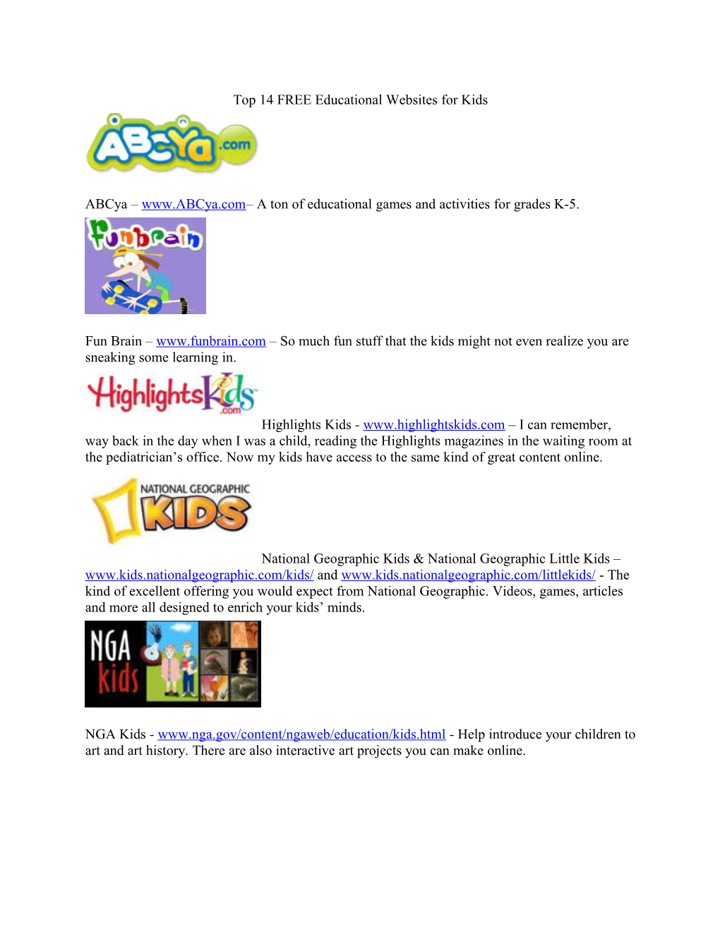 Top 14 FREE Educational Websites for Kids