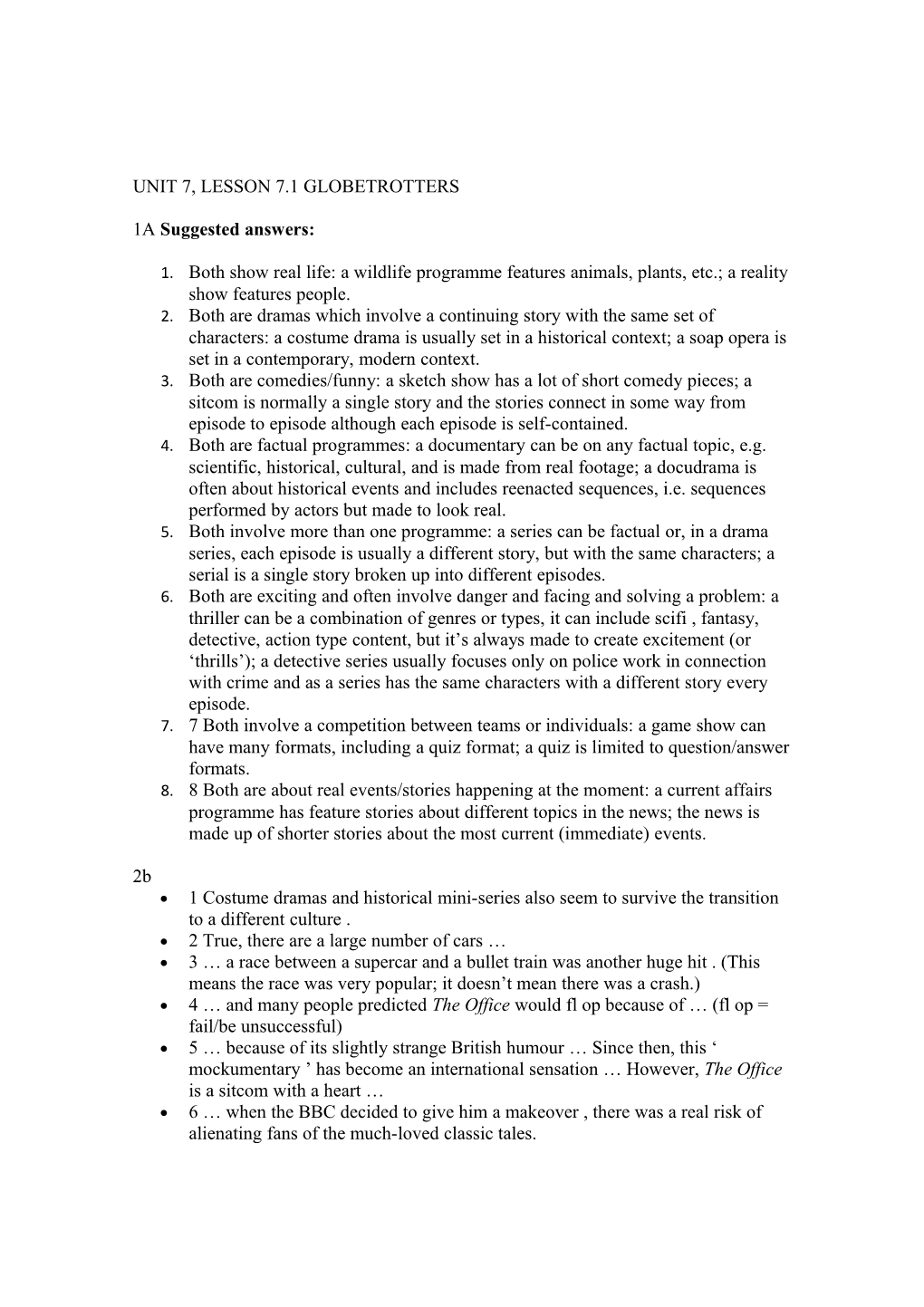 Unit 7, Lesson 7.1 Globetrotters