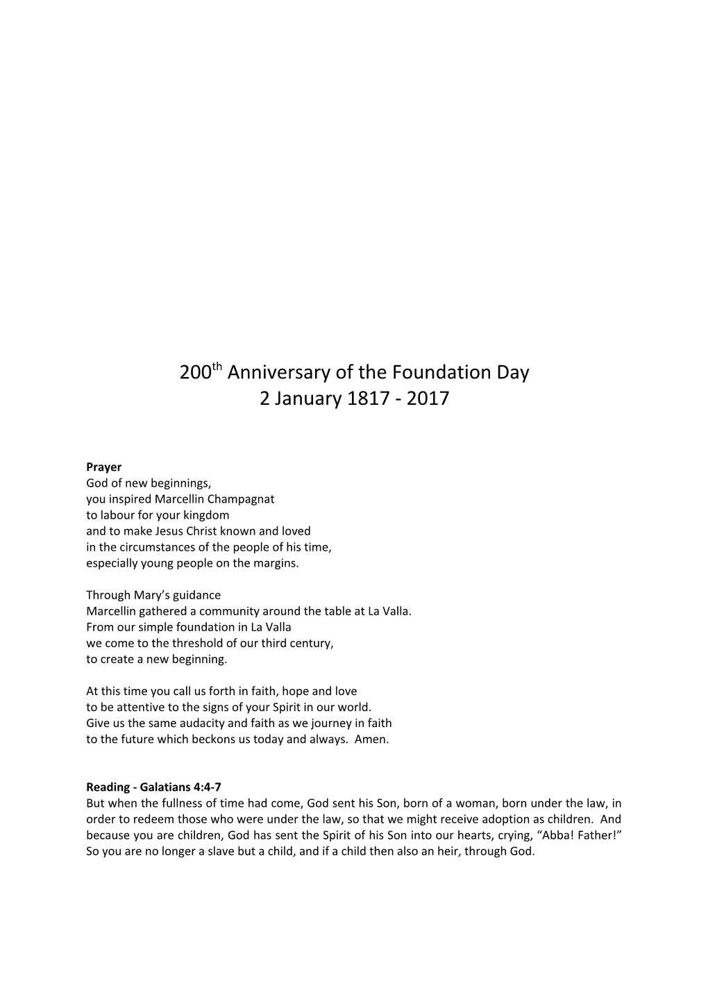 200Th Anniversary of the Foundation Day