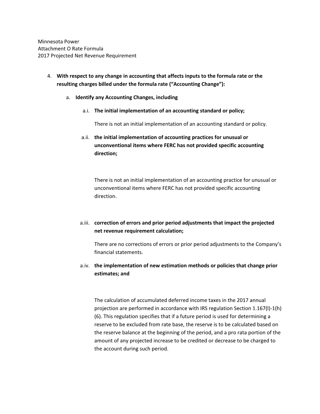 2017 Projected Net Revenue Requirement