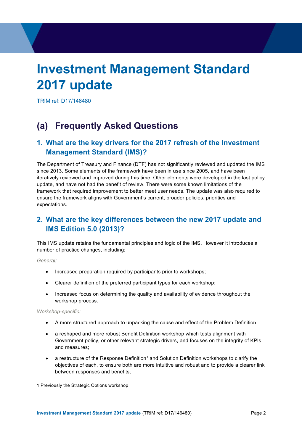 Investment Management Standard 2017 Update