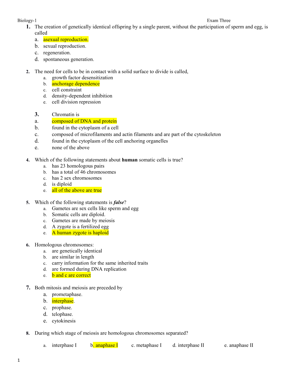 Biology-1Exam Three