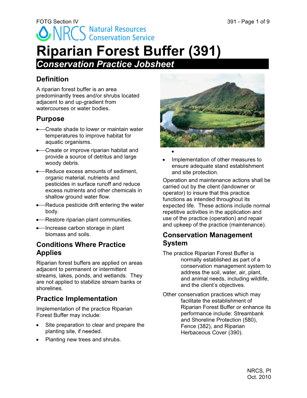 Riparian Forest Buffer (391)