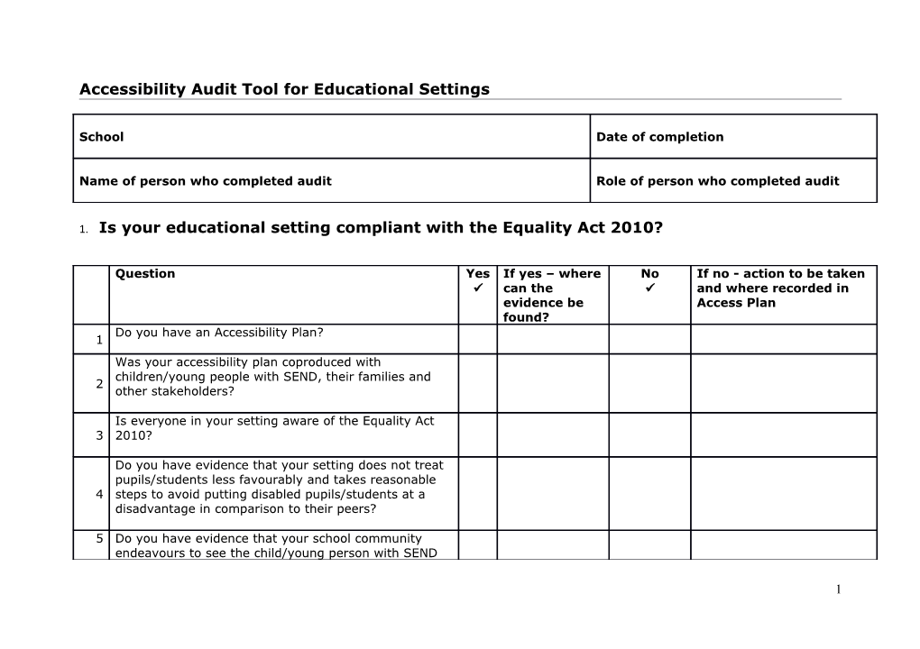 Accessibility Audit Tool for Educational Settings