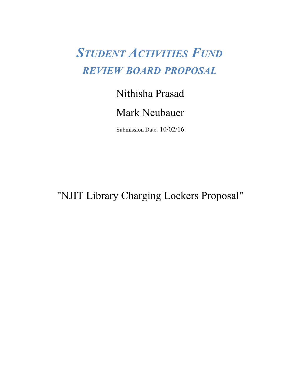 Student Activities Fund Review Board Proposal