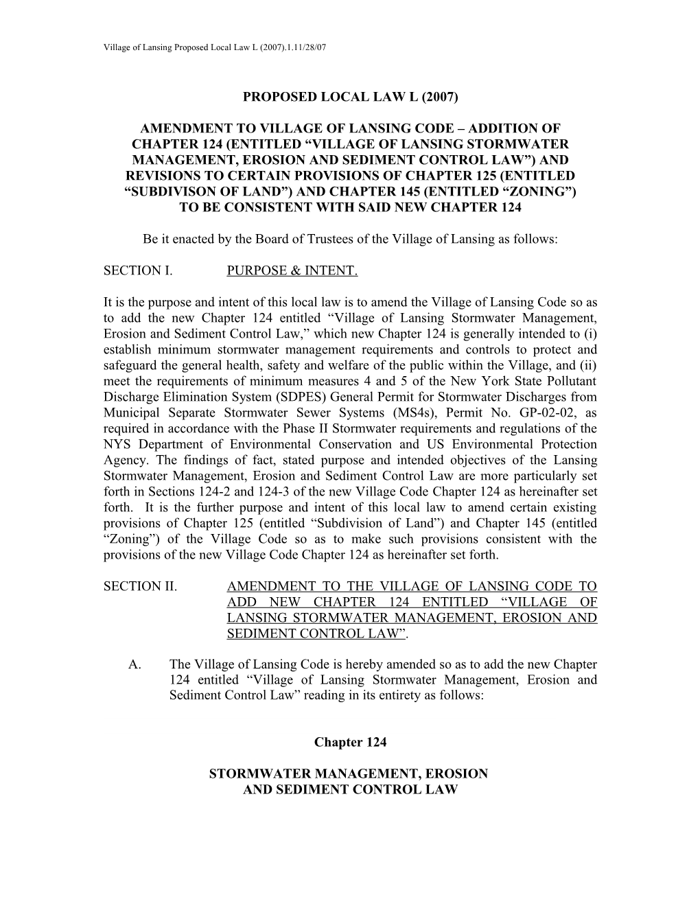 Proposed Local Law D (2005)