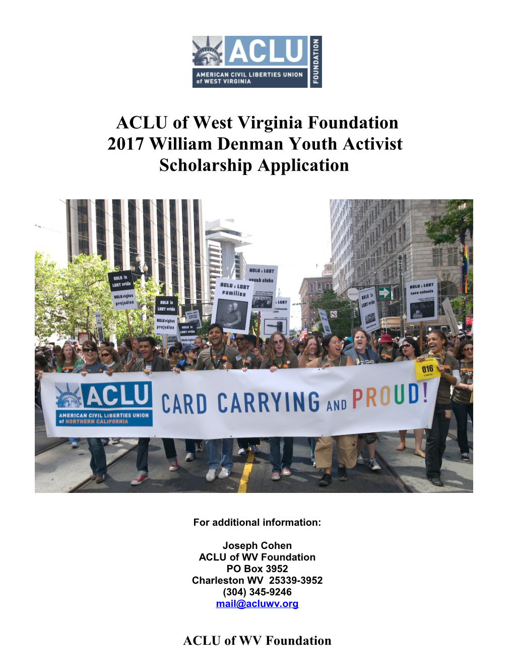 ACLU Student Activist Scholarship Program 2009: Application Forms