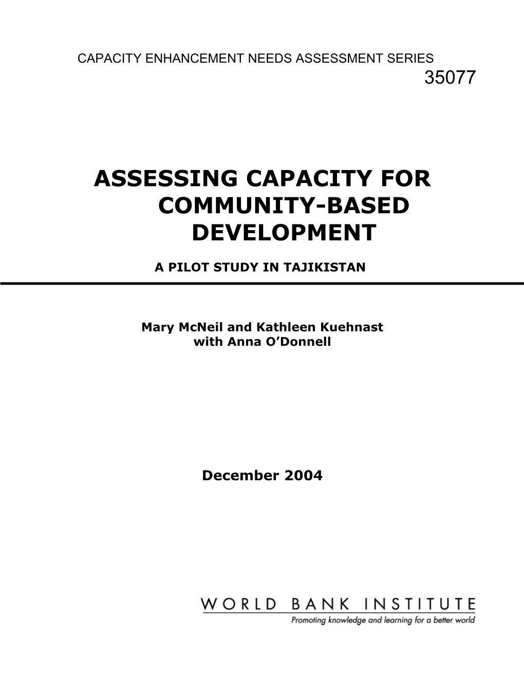 Capacity Enhancement Needs Assessment