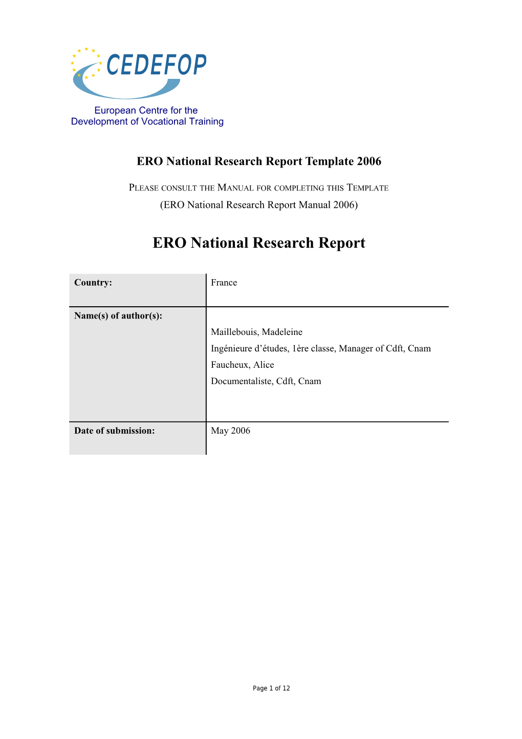 ERO National Research Report Template 2006