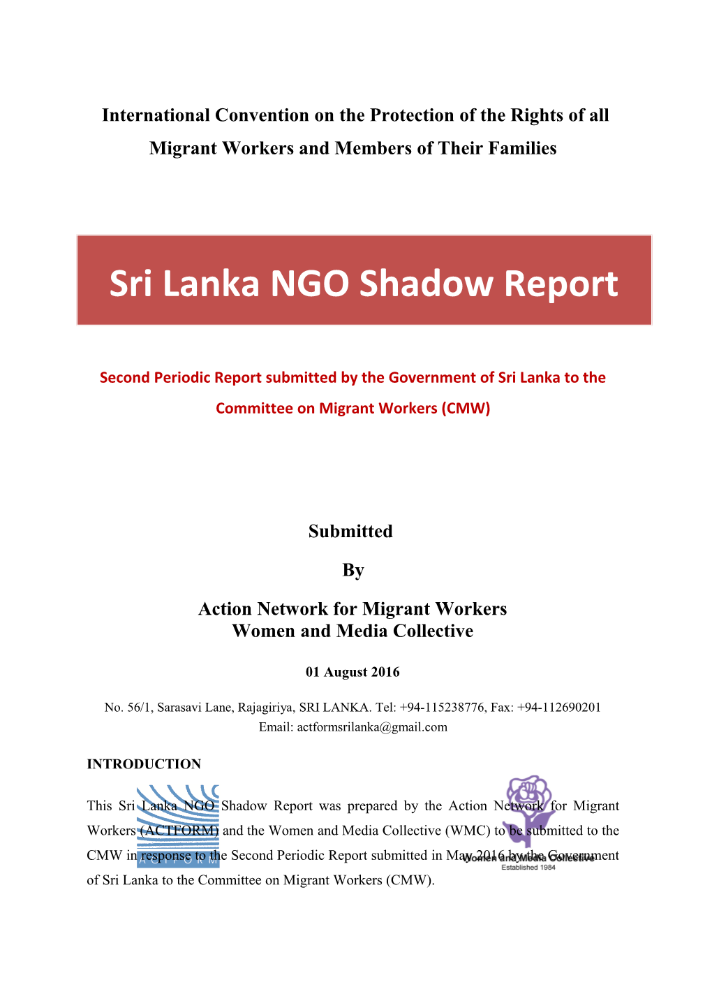 Second Periodic Report Submitted by the Government of Sri Lanka to the Committee on Migrant