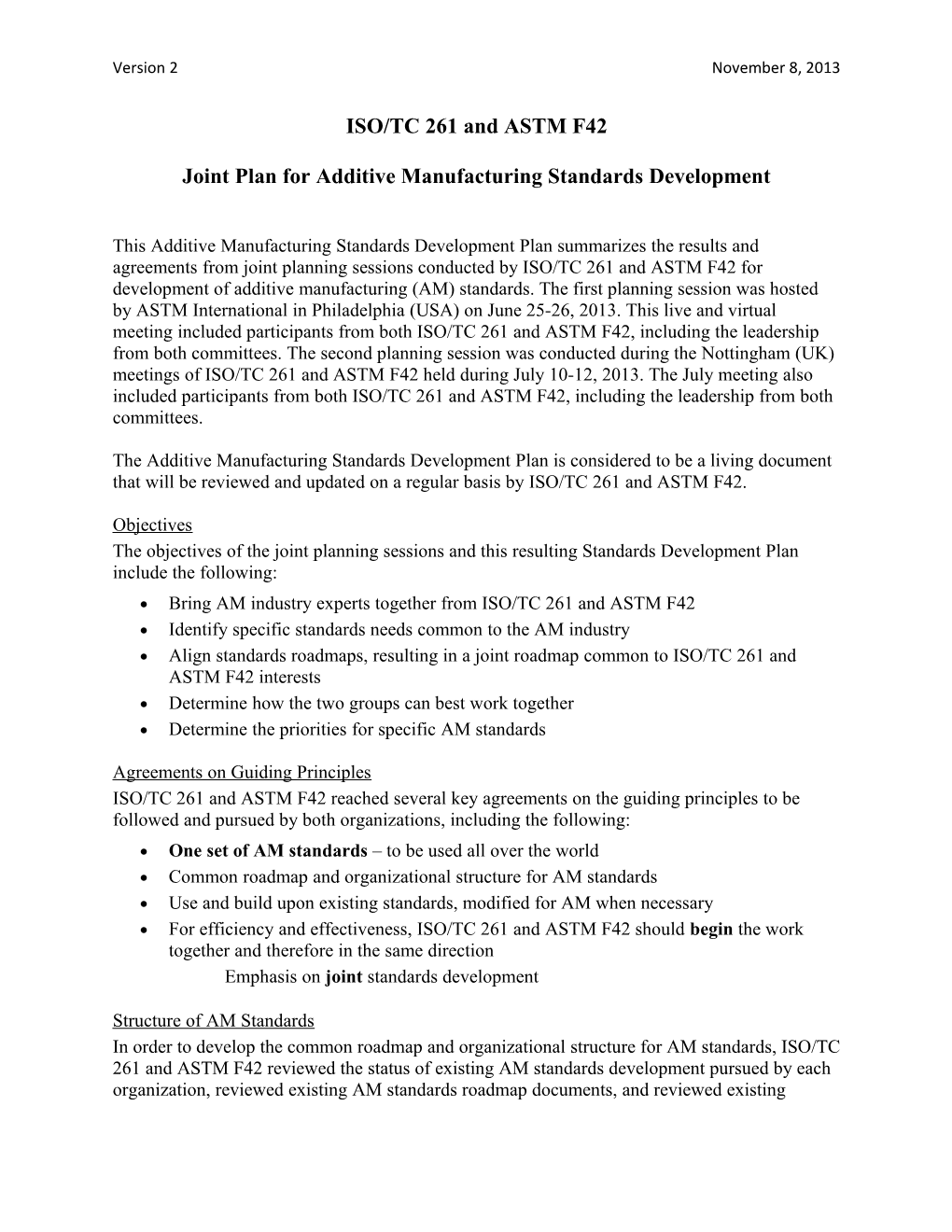 Joint Plan for Additive Manufacturing Standards Development