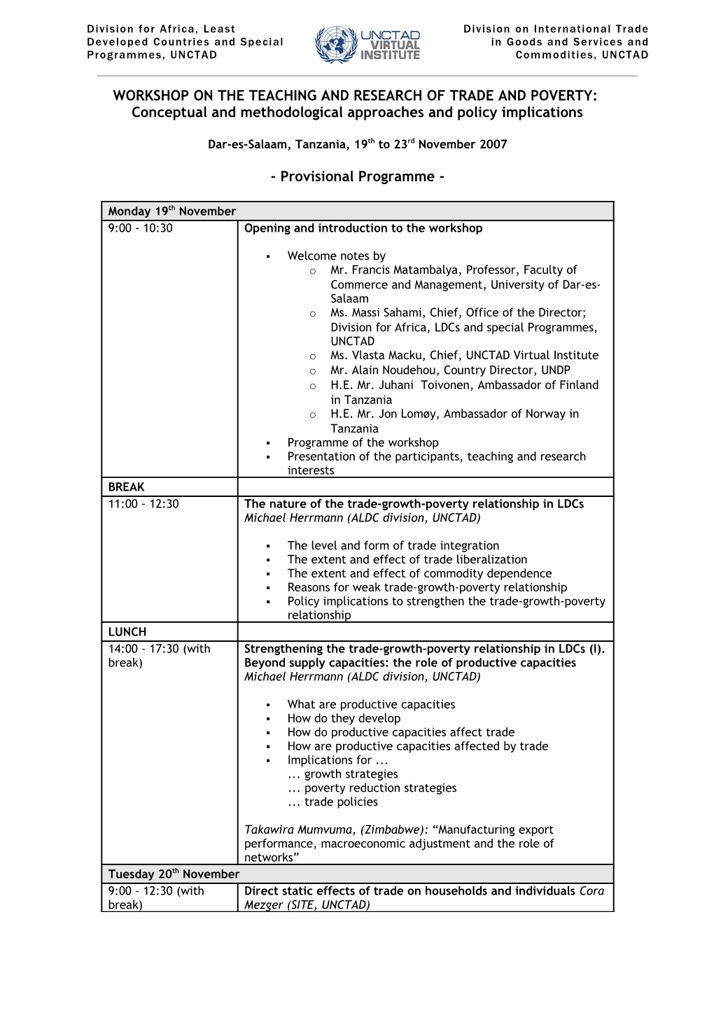 Workshop on Teaching and Research of Trade and Poverty