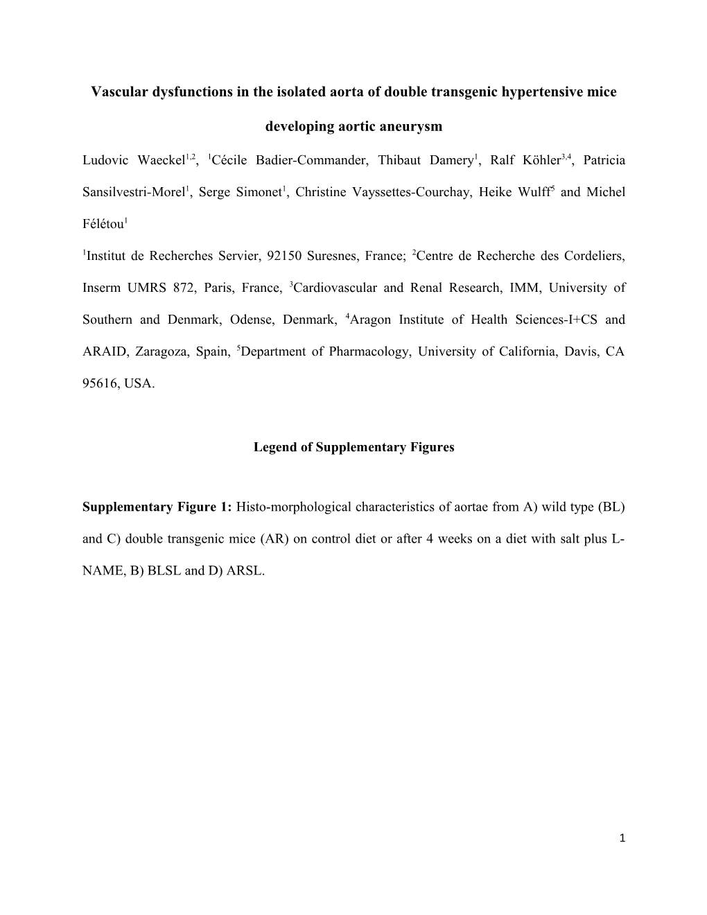 Vascular Dysfunctions in the Isolated Aorta of Double Transgenic Hypertensive Mice Developing