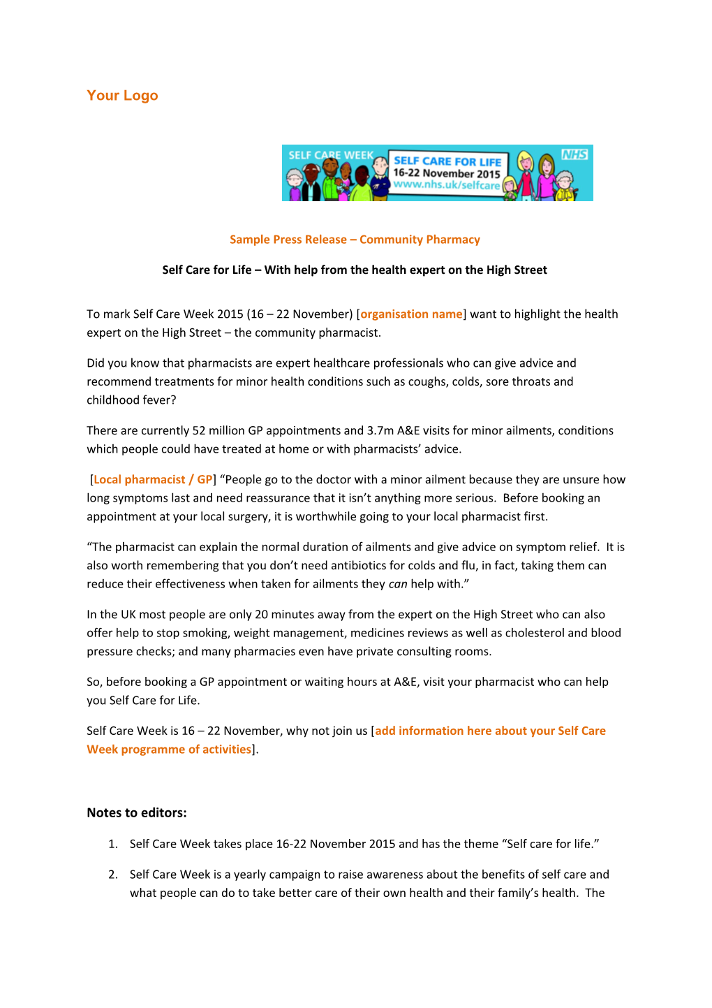 Sample Press Release Community Pharmacy