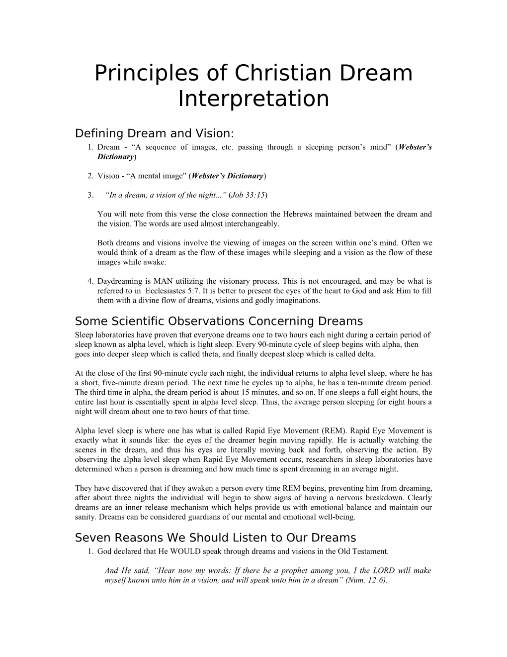 Principles of Christian Dream Interpretation
