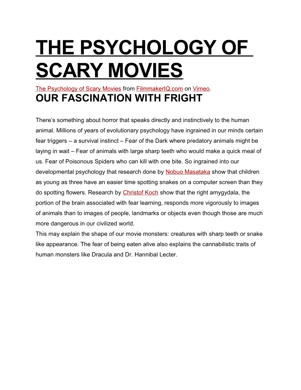 The Psychology of Scary Movies