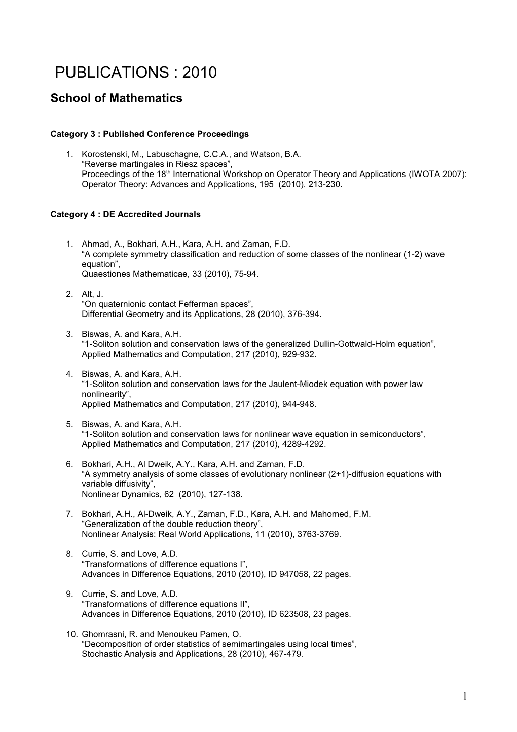 Category 3 : Published Conference Proceedings