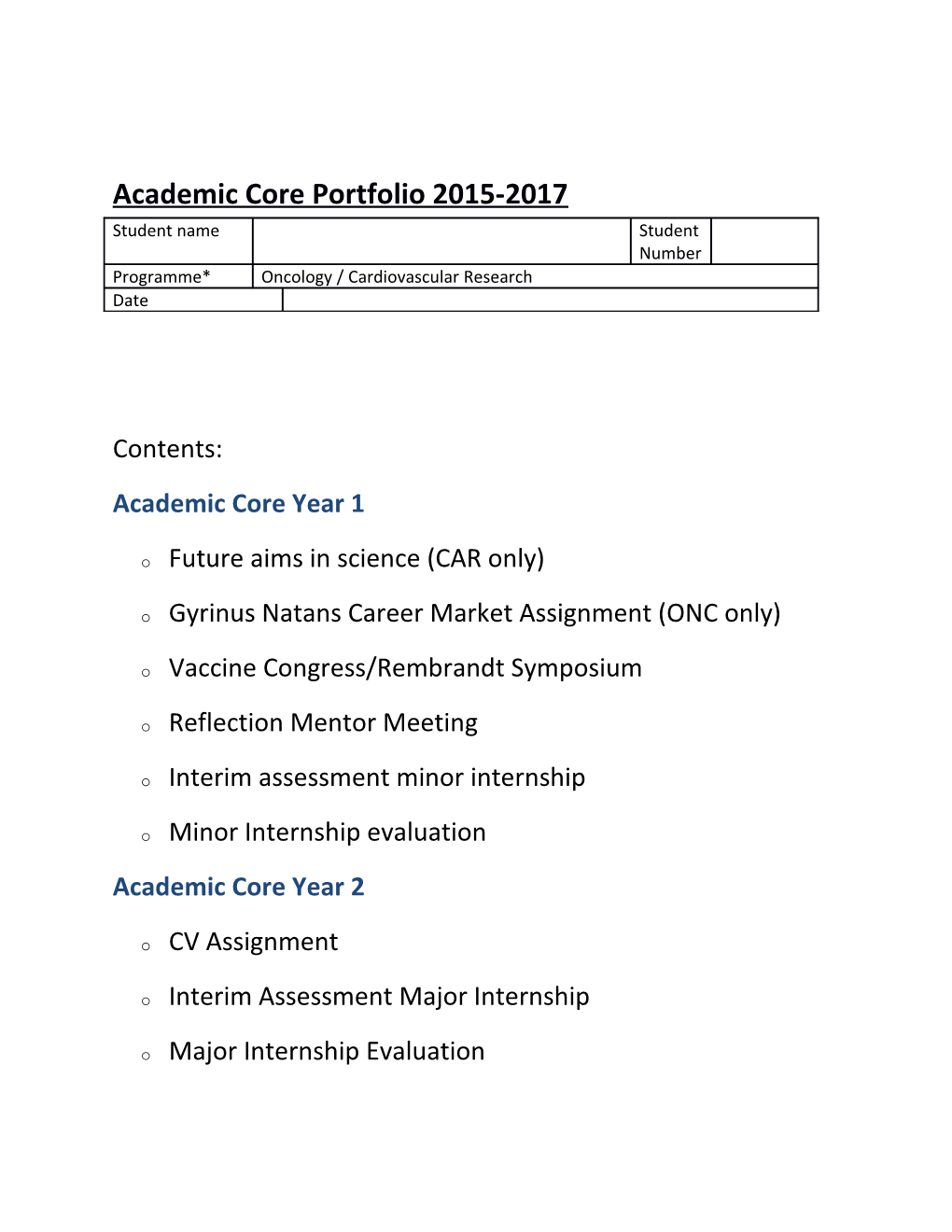 Academic Core Portfolio 2015-2017