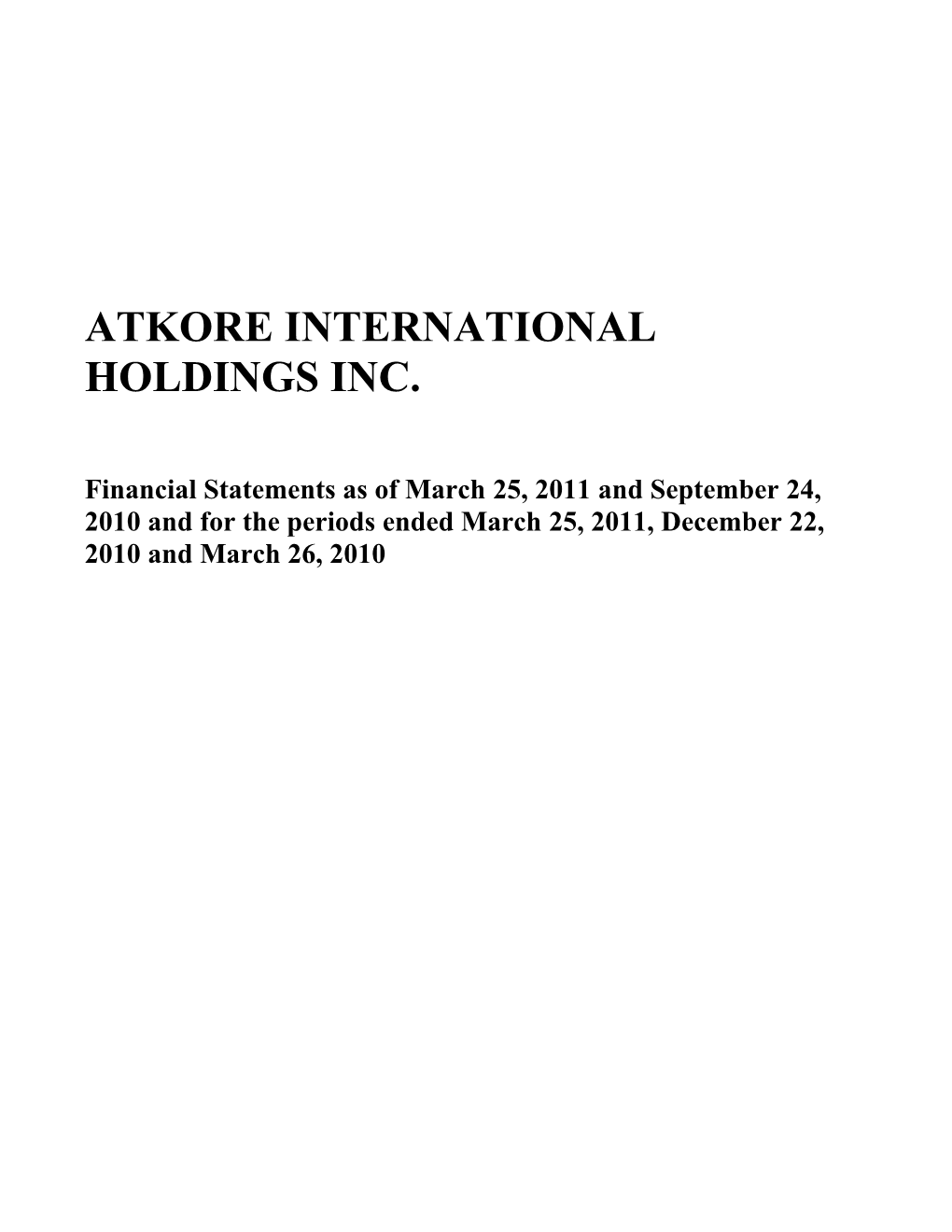 Atkore International Holdings Inc