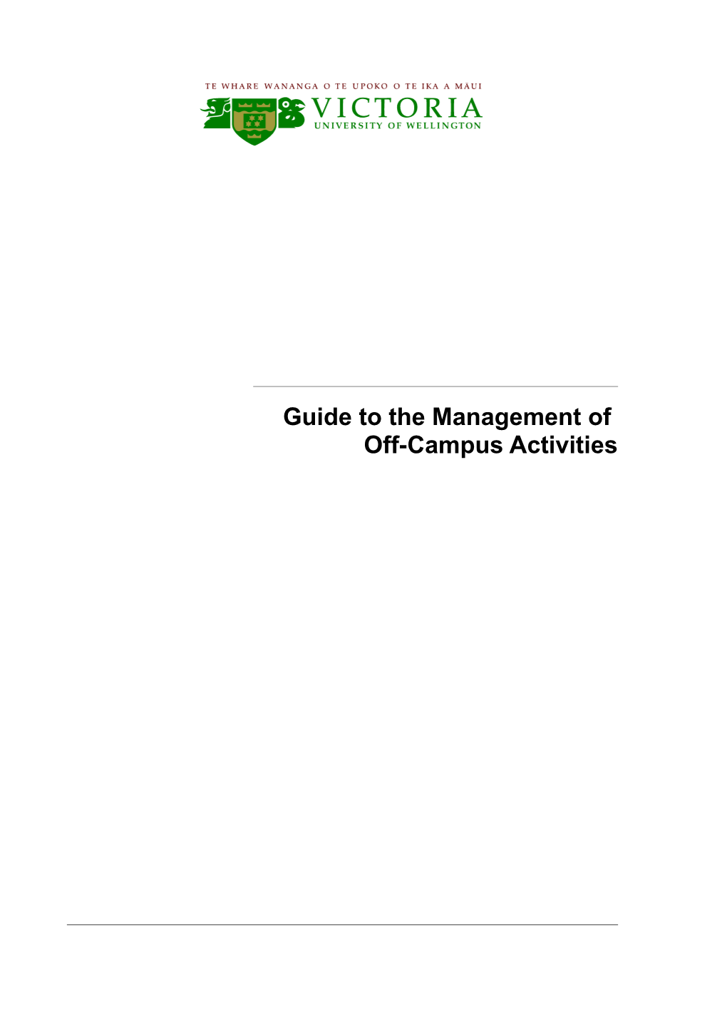 Guide to the Management of Off-Campus Activities