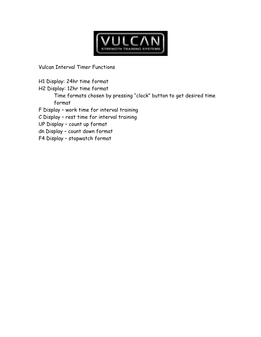 Vulcan Interval Timer Functions