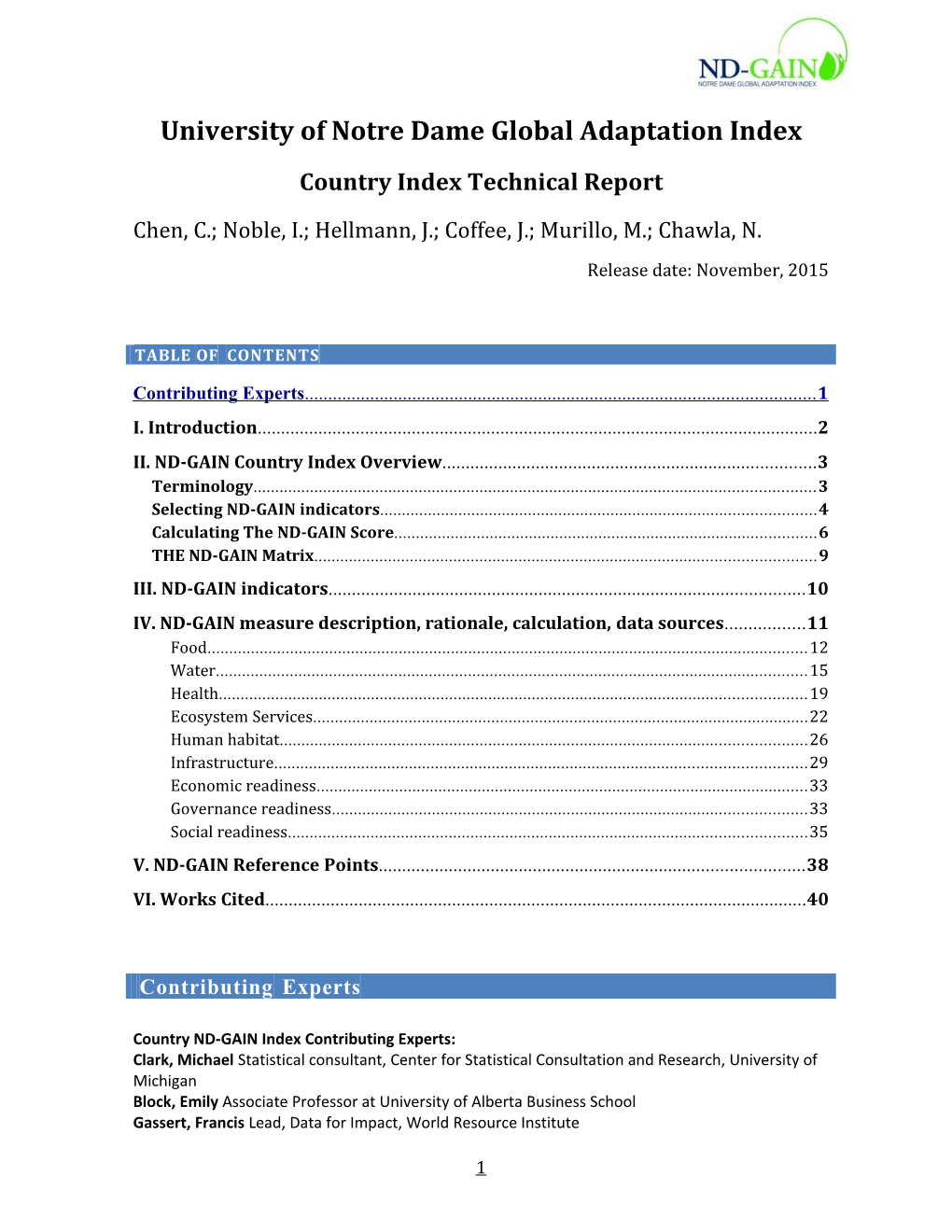 Technical Document - Country ND-GAIN Index - Nov 2015