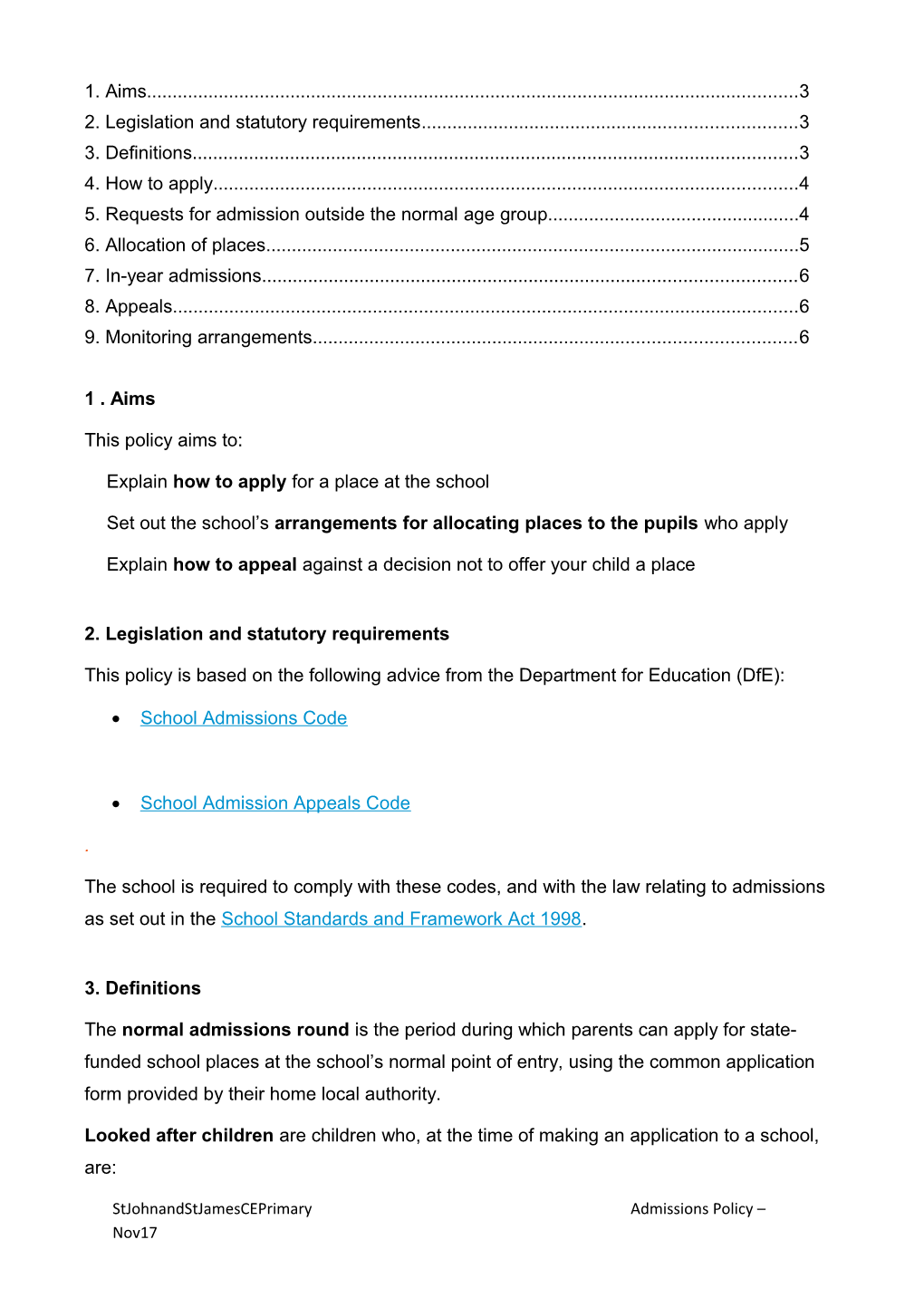 St James' CEC Primary School Policy Template