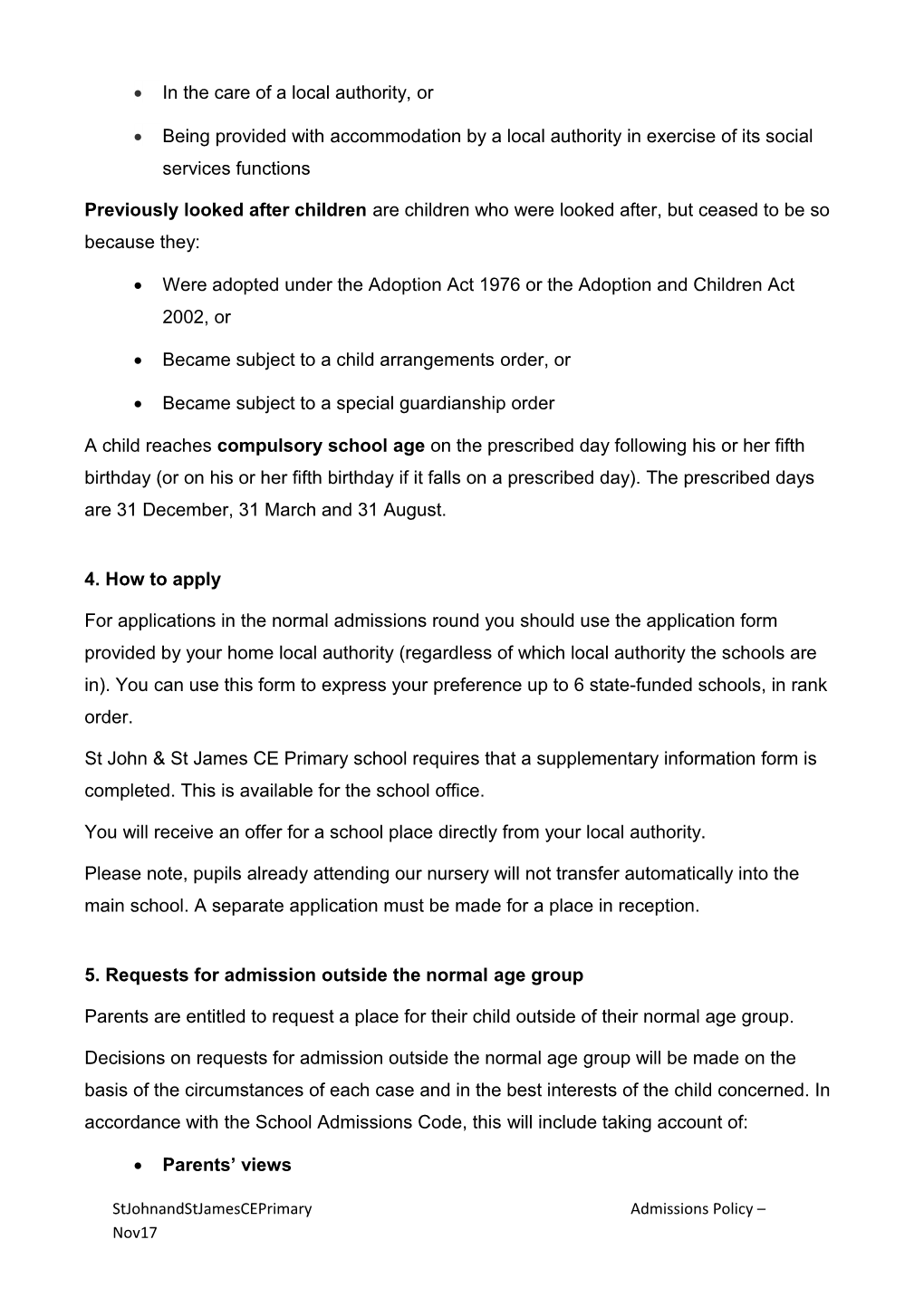 St James' CEC Primary School Policy Template
