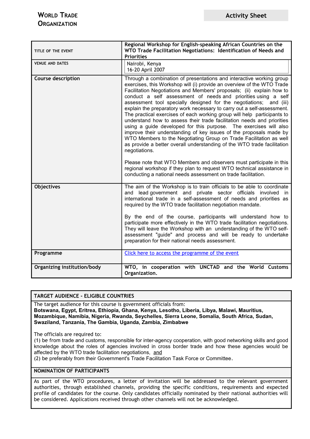 On the Wto Trade Facilitation Negotiations