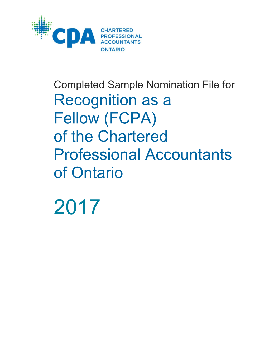 Completed Sample Nomination File for Recognition As A