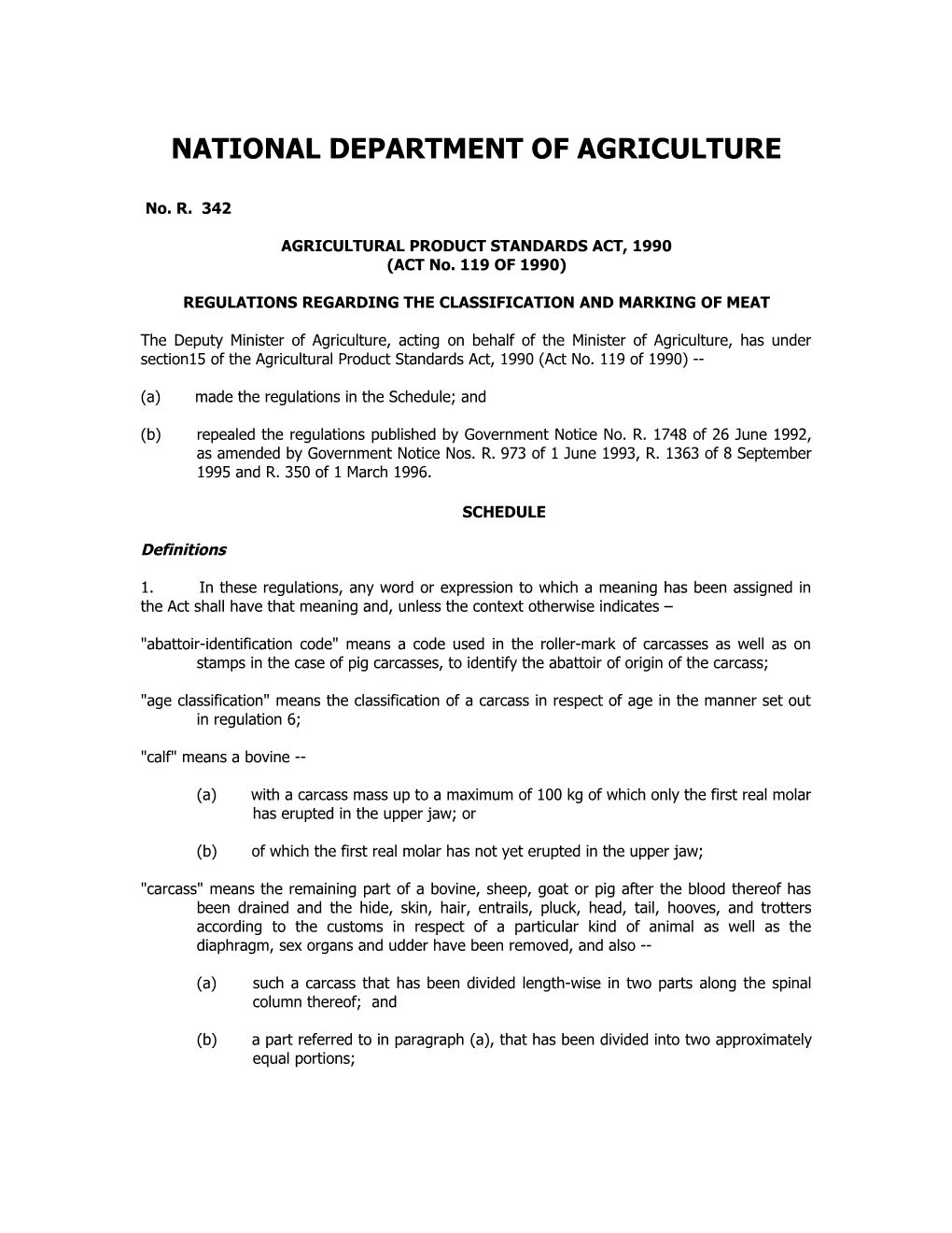 National Department of Agriculture