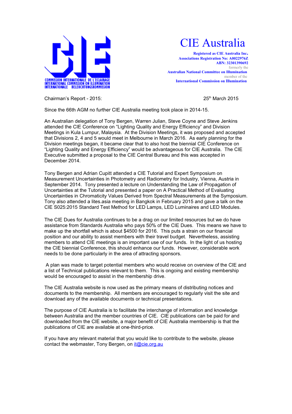 Notice of Meeting of CIE Australia