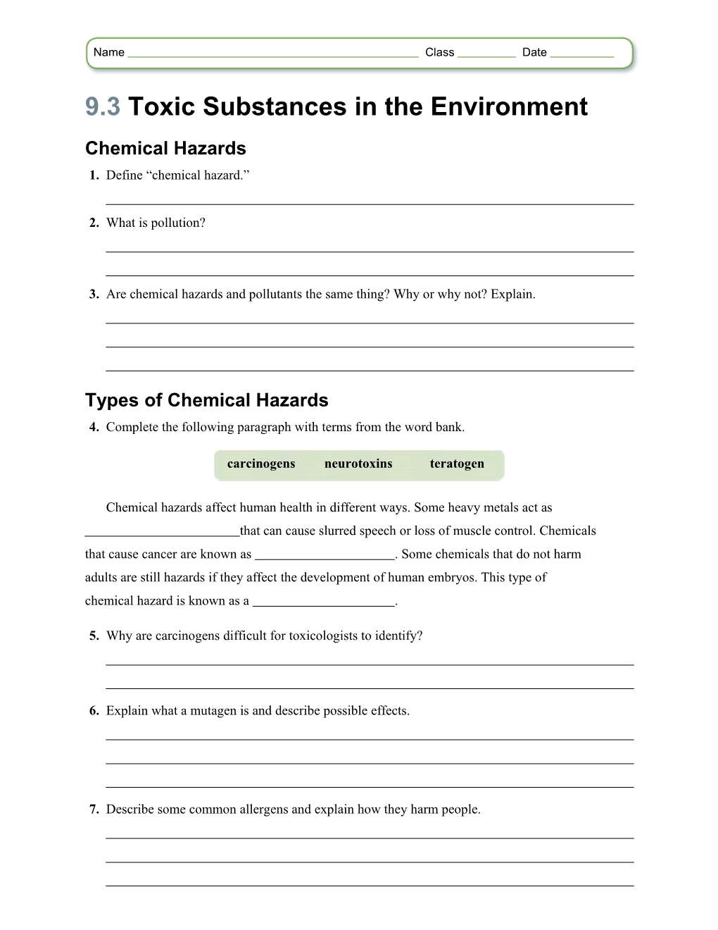 9.3Toxic Substances in the Environment