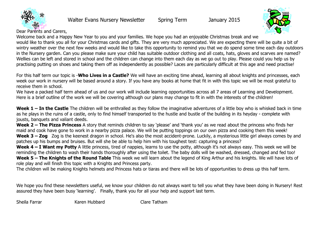 Walter Evans Reception Newsletter