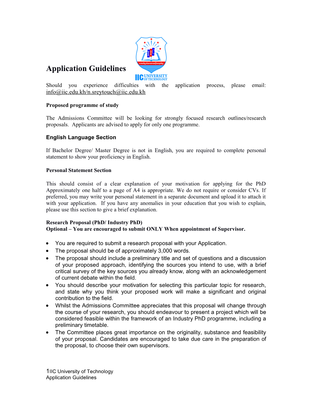 Department of War Studies: Mphil/Phd Application Guidelines