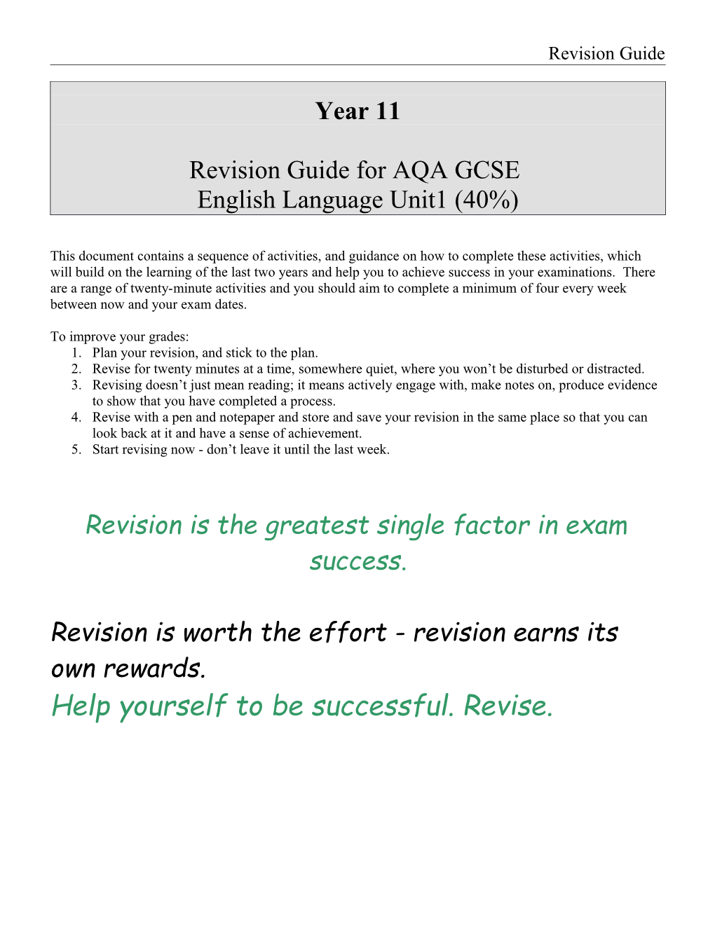 Revision Guide for AQA GCSE