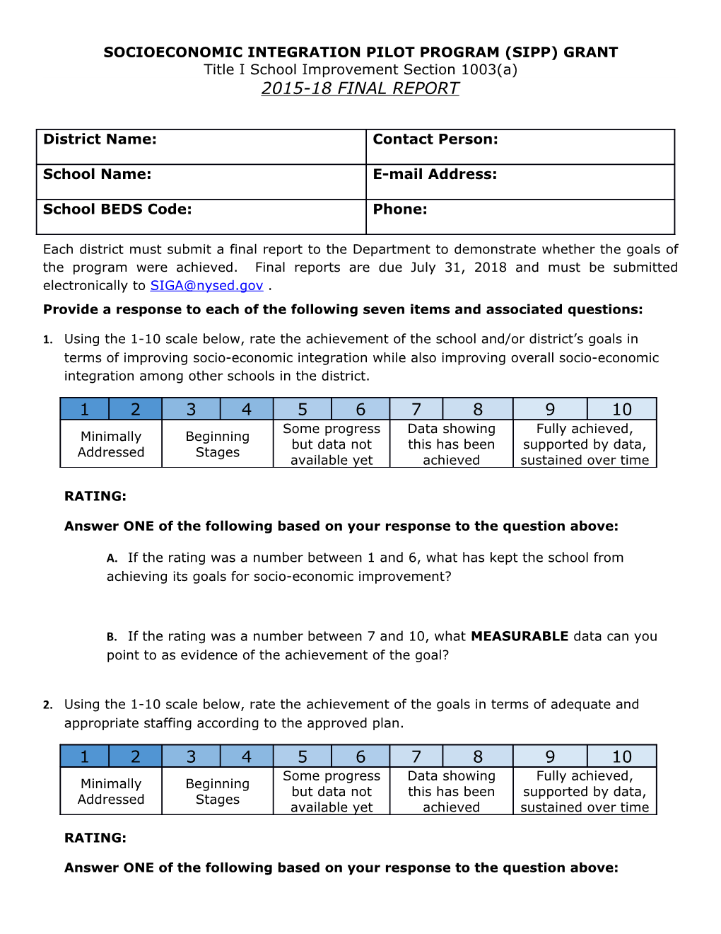 Socioeconomic Integration Pilot Program (SIPP) Grant