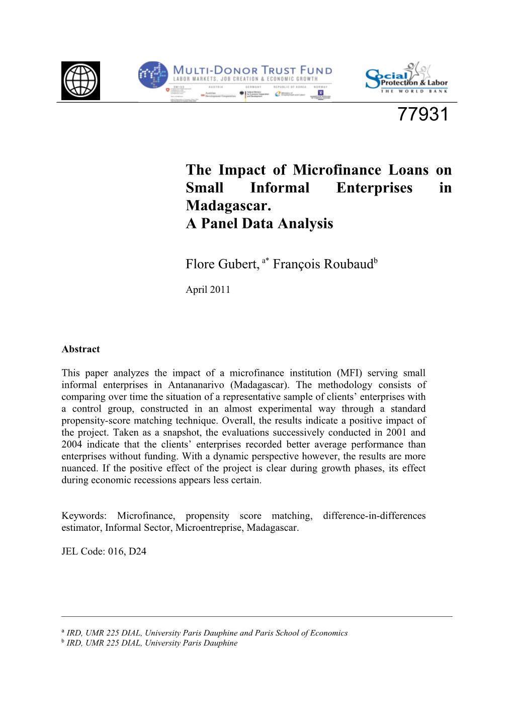 The Impact of Microfinance Loans on Small Informal Enterprises