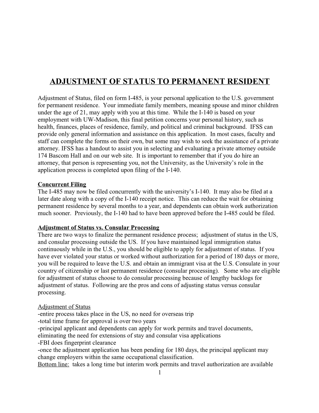 Adjustment of Statusto Permanent Resident