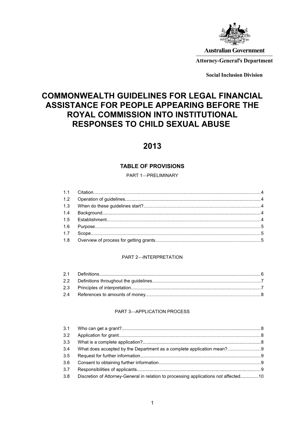 Commonwealth Guidelines for Legal Financial Assistance for Witnesses