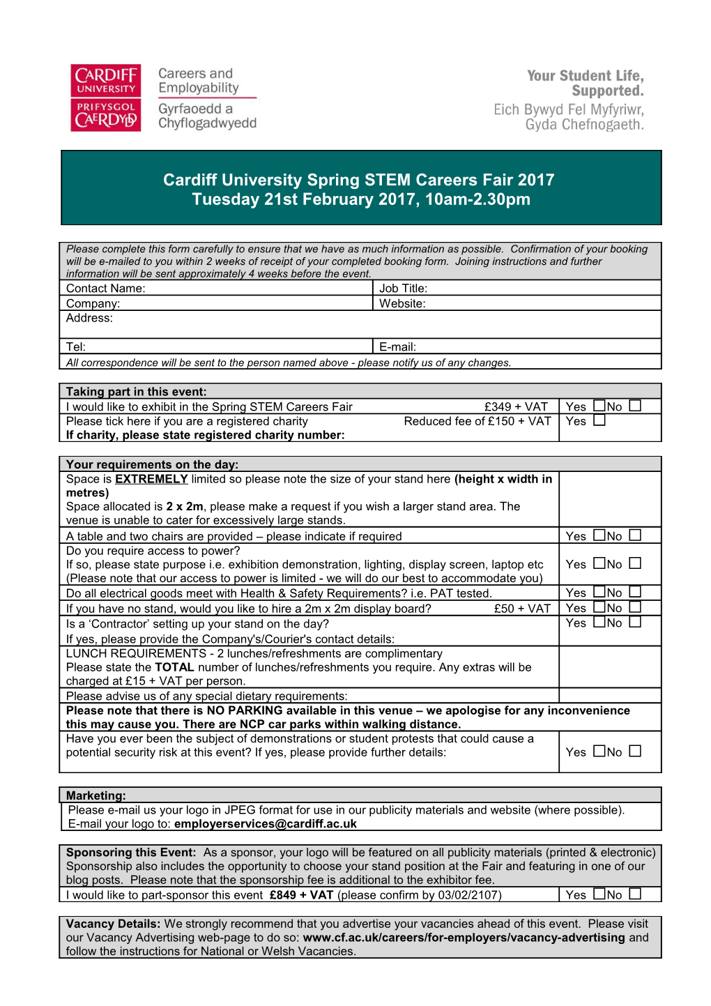 Cardiff University Spring STEM Careers Fair 2017