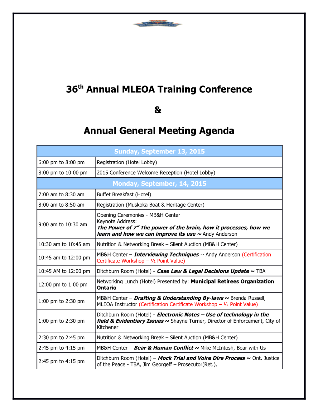 36Th Annual MLEOA Training Conference