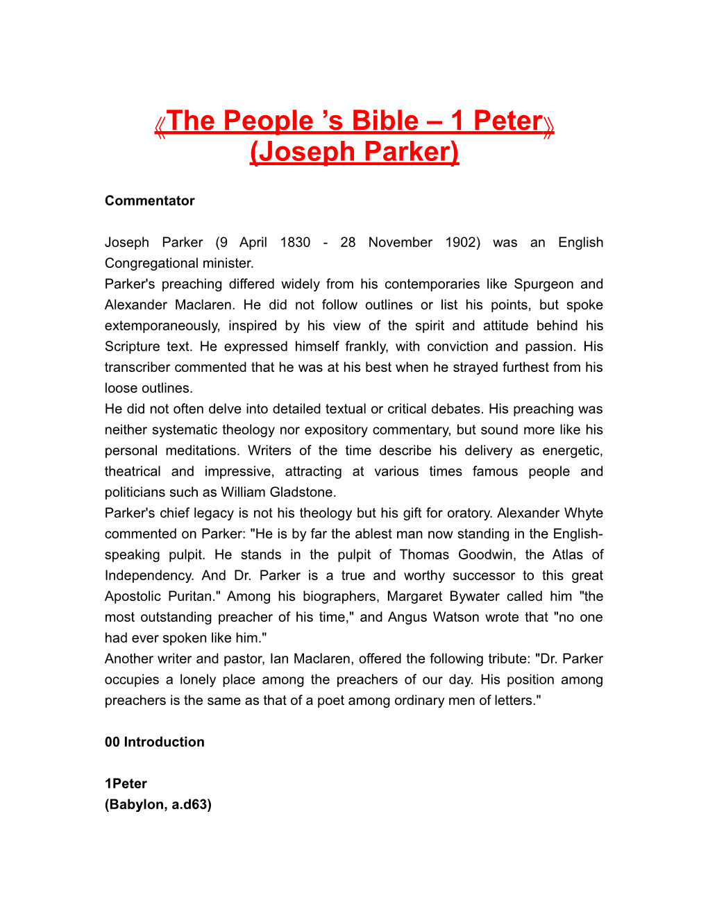 The People S Bible 1 Peter (Josephparker)